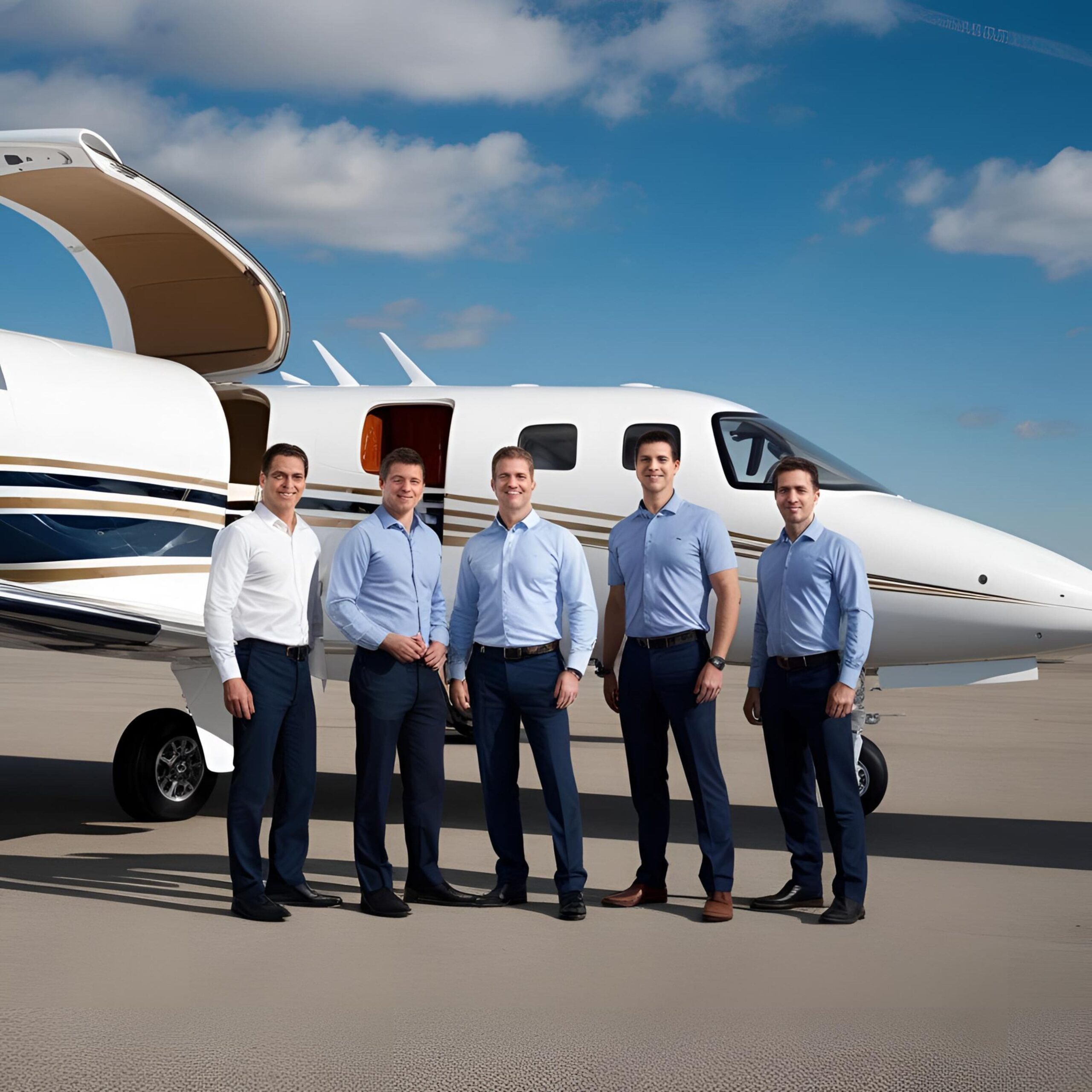 équipe de travailleur jet privé