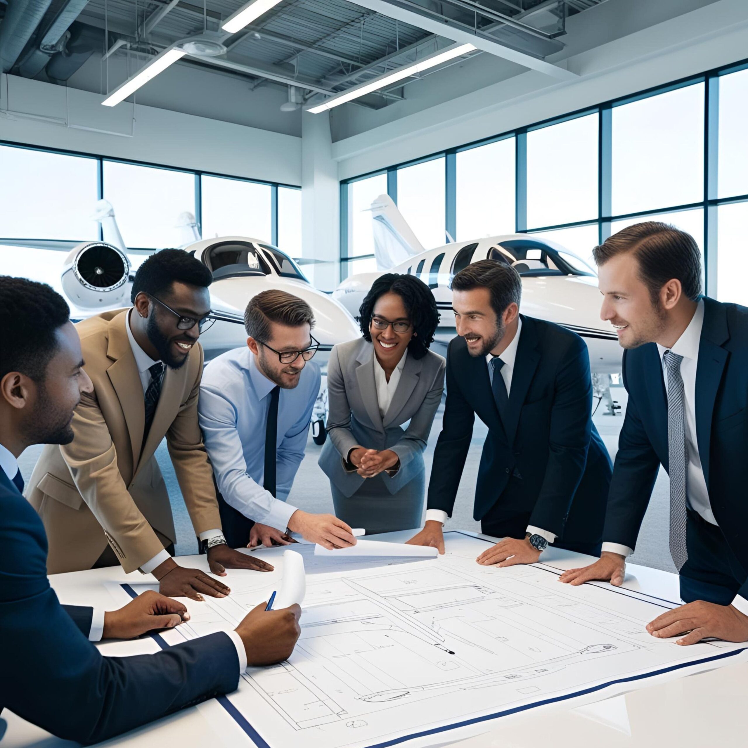 équipe de travailleur pour jet privé